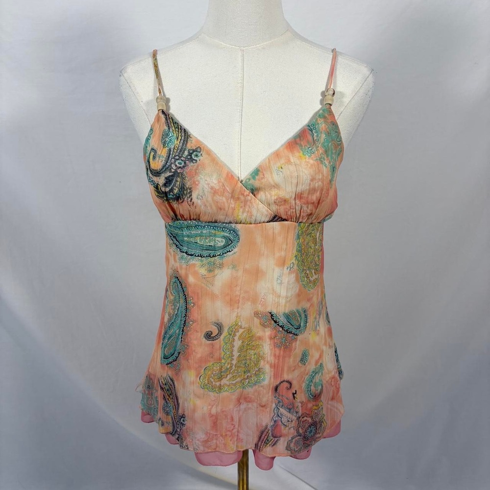 Jordache pink paisley cami top size medium y2k fairy coquette dainty